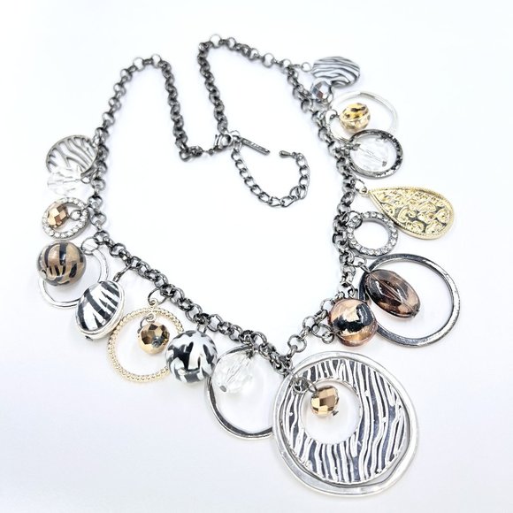 NWT - Lane Bryant - Multi Charm Chunky Gunmetal Tone 20” Rolo Chain Necklace - Picture 1 of 10